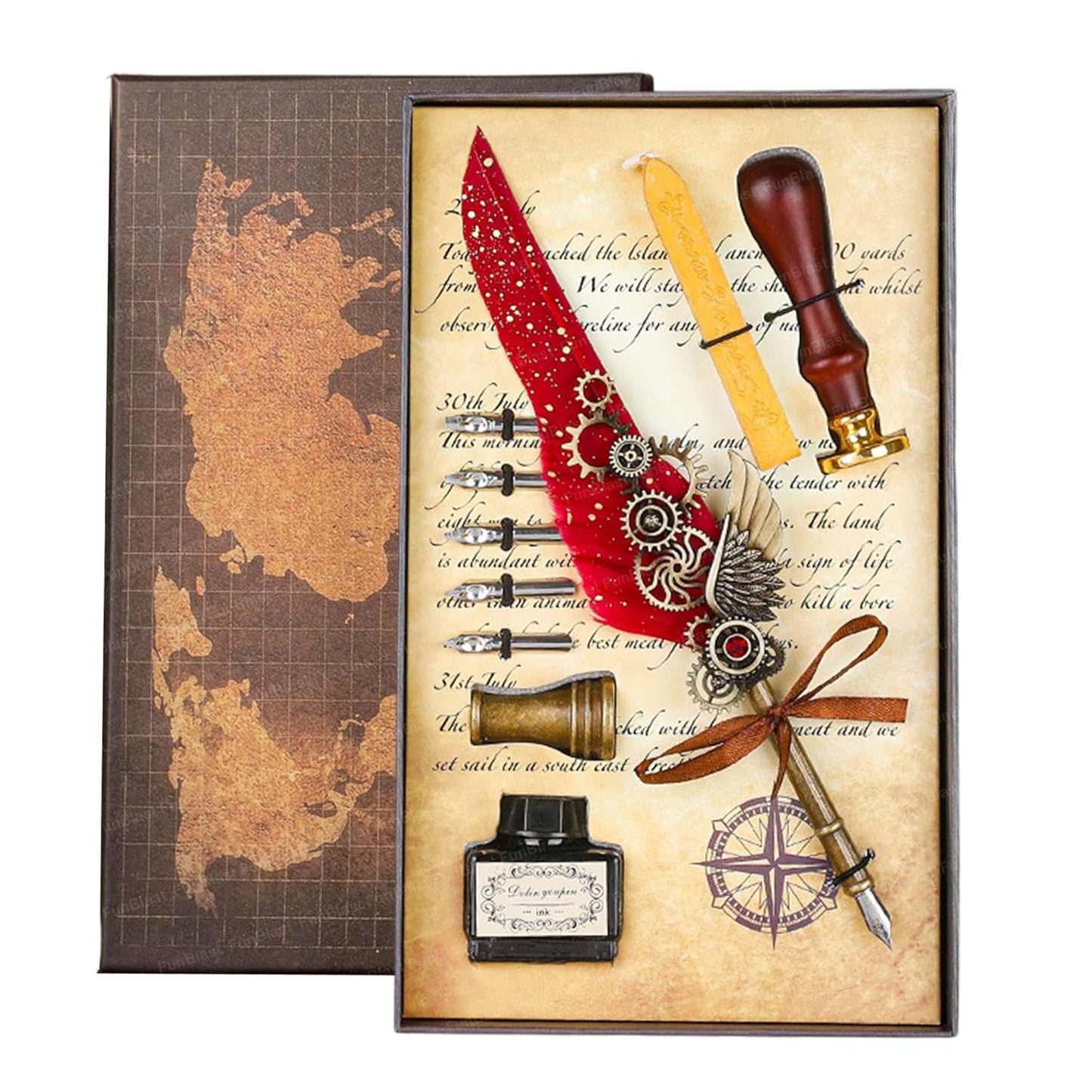 quill pen and ink set - 10 pcs antique calligraphy feather pen set, writing feather pen ink set, vintage calligraphy set for signature & art