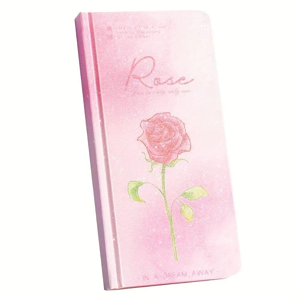 notebook planner – glitter gradient hard cover | pocket to-do notepad & checklist | simplified undated daily planner | 192 pages stylish notebook for office & school (rose)