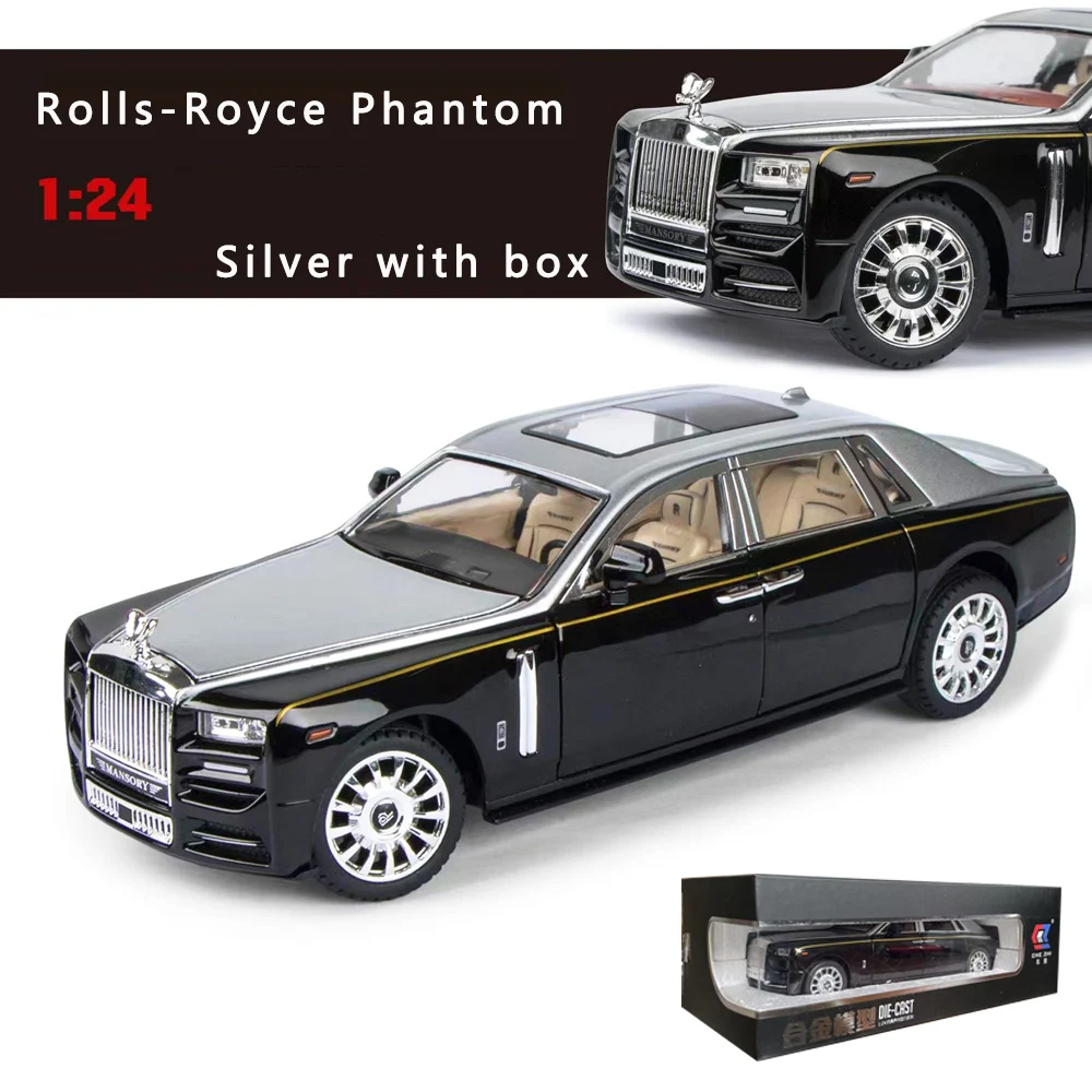 diecast 1:18 rolls-royce phantom car mould sound and light pullback door open metal collection decoration alloy car model