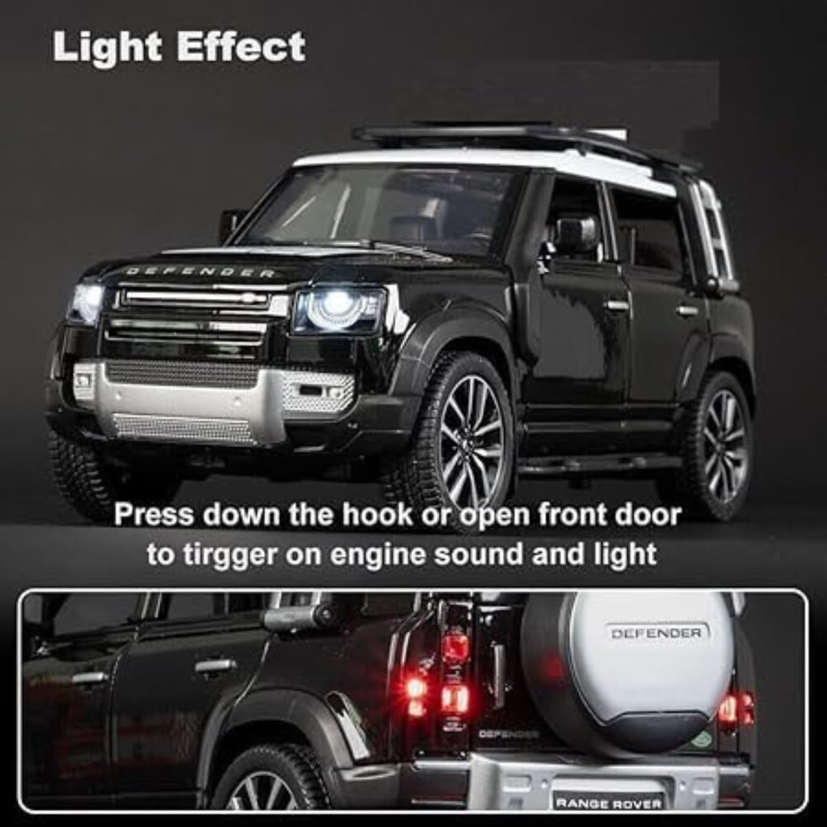 range rover defender  model car exclusive alloy metal pull back die-cast car metal pullback toy car with openable doors & light music best gifts toys kids【colors as per stock】