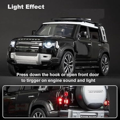Range Rover Defender  Model Car Exclusive Alloy Metal Pull Back Die-cast Car Metal Pullback Toy car with Openable Doors & Light Music Best Gifts Toys Kids【Colors as Per Stock】