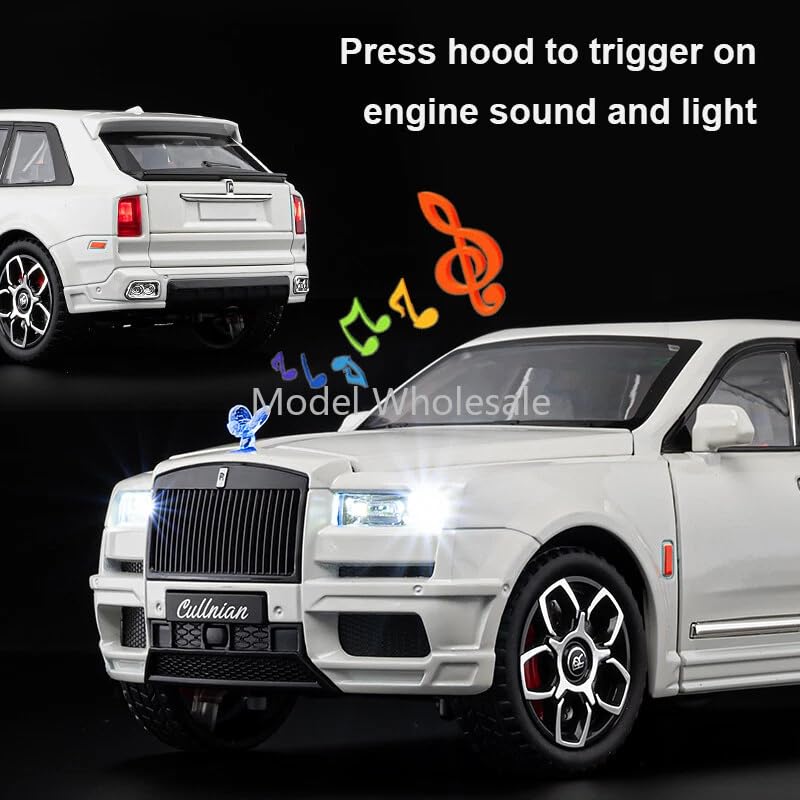 rolls royce cullinan suv alloy diecast model car with openable door sound & light pull back car vehicle toy for kids [pack-1,big size]
