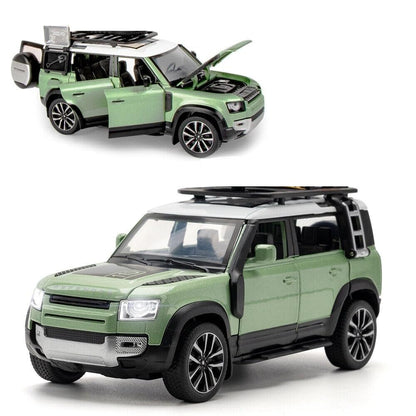 Range Rover Defender  Model Car Exclusive Alloy Metal Pull Back Die-cast Car Metal Pullback Toy car with Openable Doors & Light Music Best Gifts Toys Kids【Colors as Per Stock】