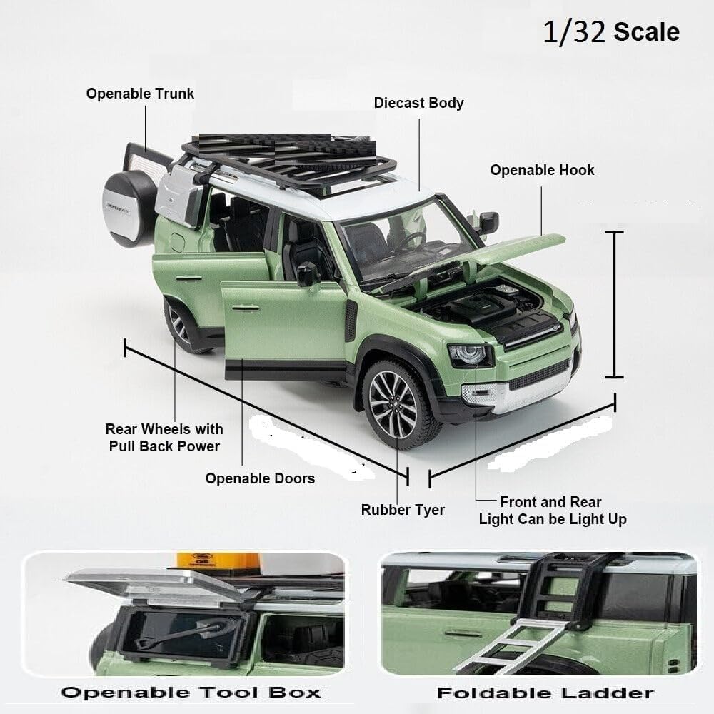 range rover defender  model car exclusive alloy metal pull back die-cast car metal pullback toy car with openable doors & light music best gifts toys kids【colors as per stock】