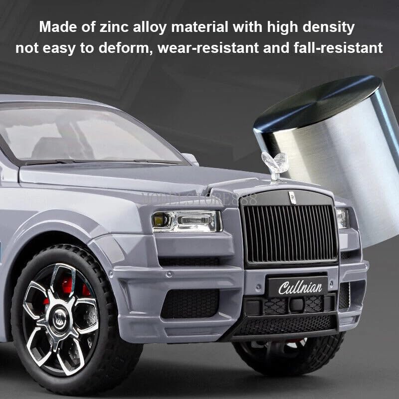 rolls royce cullinan suv alloy diecast model car with openable door sound & light pull back car vehicle toy for kids [pack-1,big size]