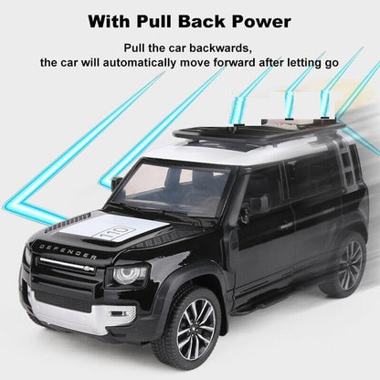 Range Rover Defender  Model Car Exclusive Alloy Metal Pull Back Die-cast Car Metal Pullback Toy car with Openable Doors & Light Music Best Gifts Toys Kids【Colors as Per Stock】