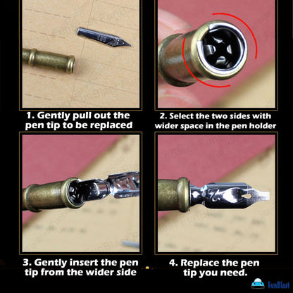 Quill Pen and Ink Set - 10 Pcs Antique Calligraphy Feather Pen Set, Writing Feather Pen Ink Set, Vintage Calligraphy Set for Signature & Art