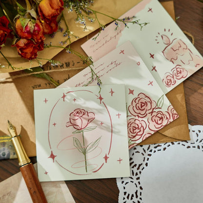 Romantic Sticky Notes Set, Multicolour, Over 200 Rectangular Self-Stick Memo Pads with Delicate Heart, Rose & Butterfly Designs for Journaling, Office, Creative Projects (pack-1)