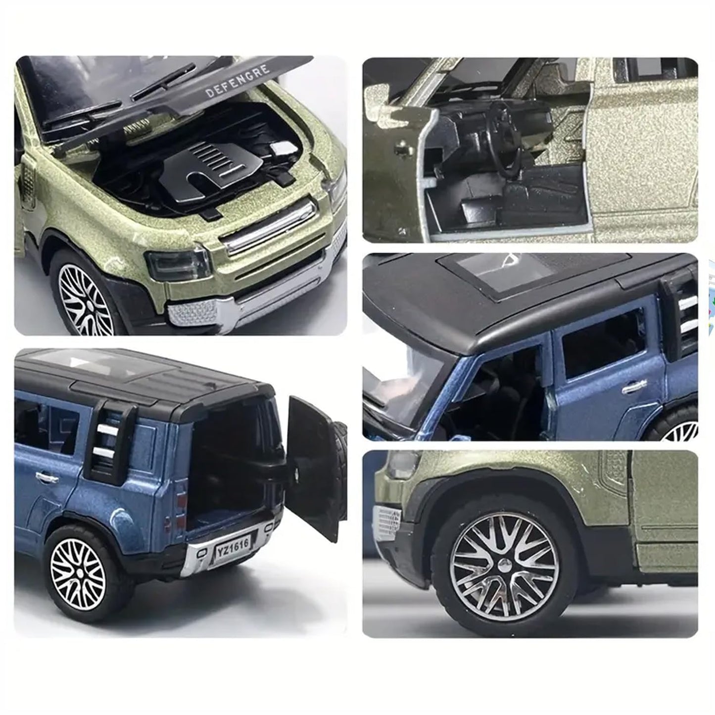 range rover defender  model car exclusive alloy metal pull back die-cast car metal pullback toy car with openable doors & light music best gifts toys kids【colors as per stock】