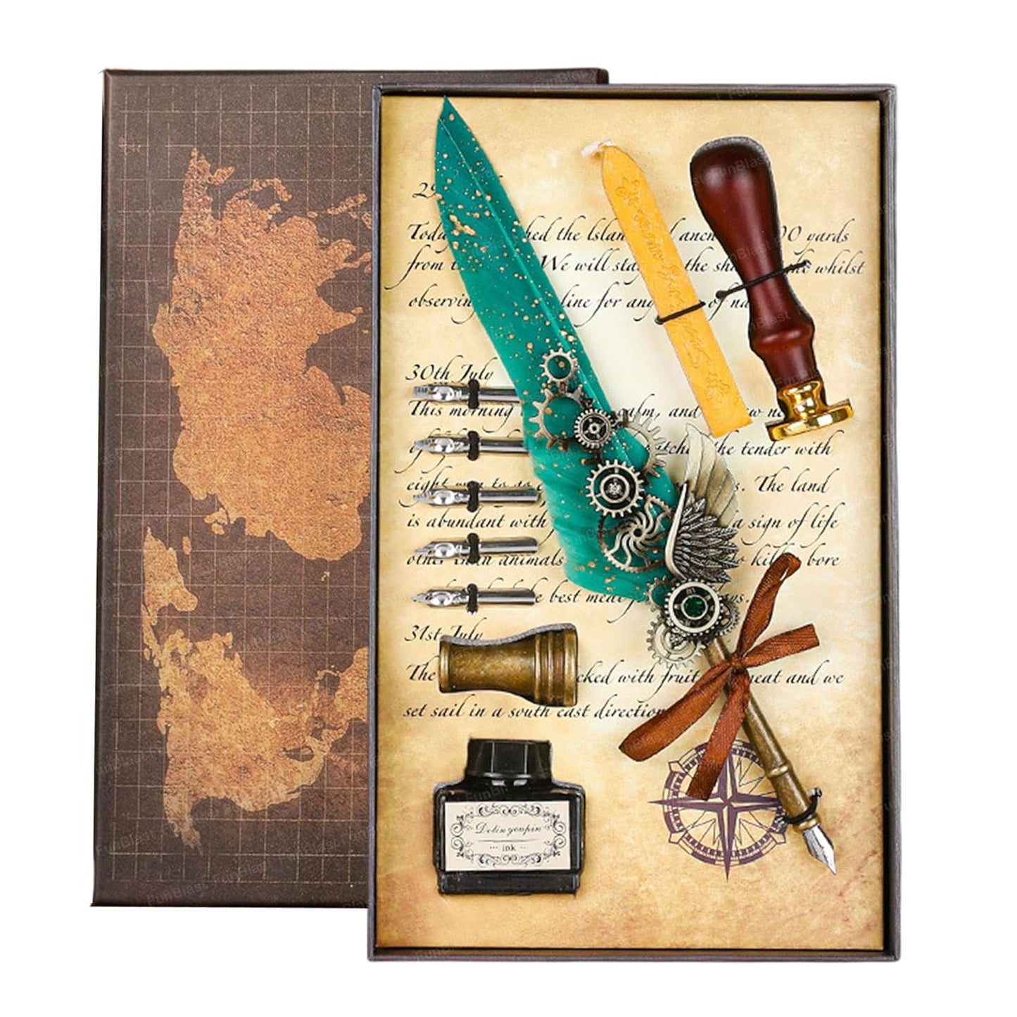 quill pen and ink set - 10 pcs antique calligraphy feather pen set, writing feather pen ink set, vintage calligraphy set for signature & art