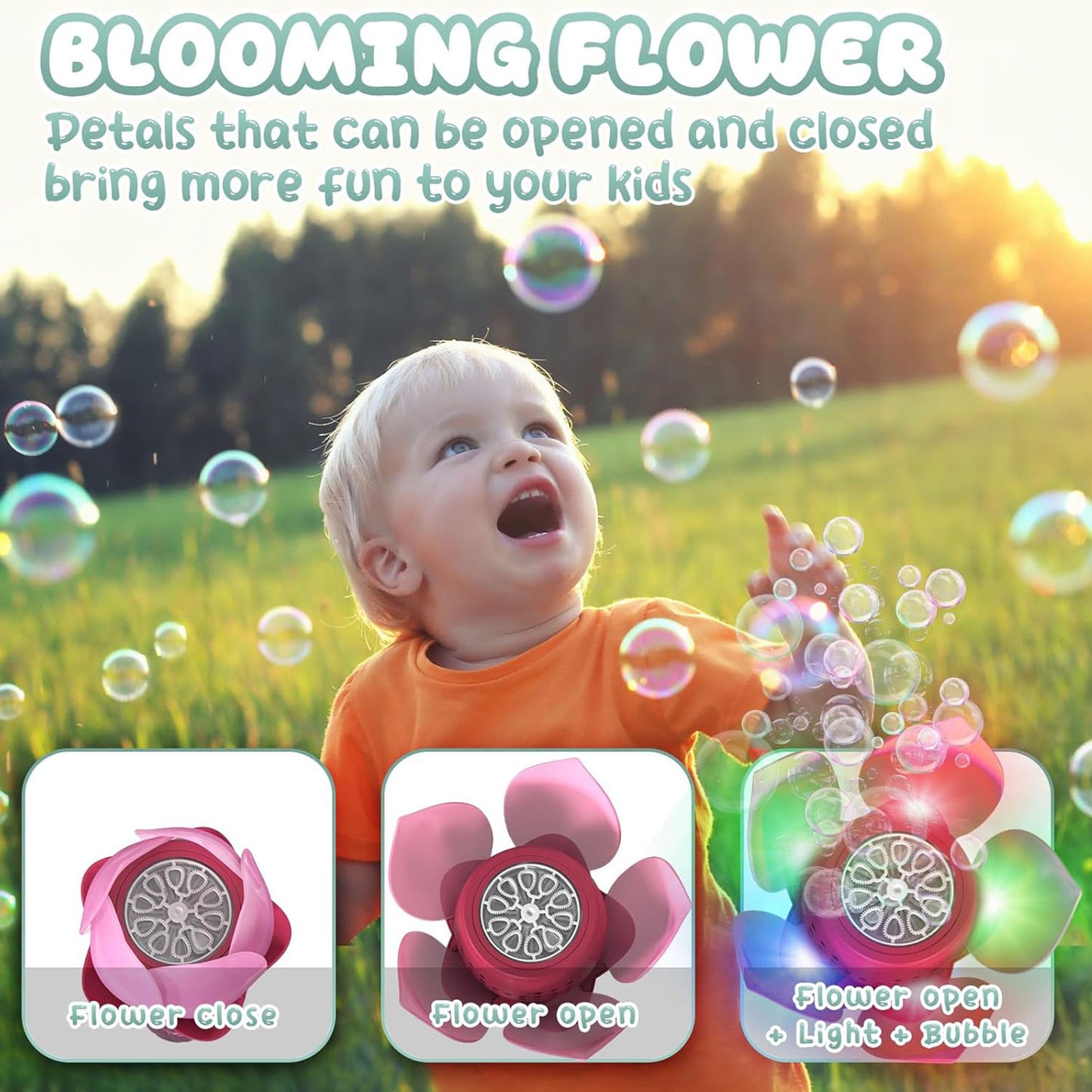 kids outdoor toy battery electric bubble machine with automatic 10000+ bubbles per minute plastic wand