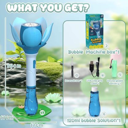 Kids Outdoor Toy Battery Electric Bubble Machine with Automatic 10000+ Bubbles Per Minute Plastic Wand