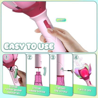 Kids Outdoor Toy Battery Electric Bubble Machine with Automatic 10000+ Bubbles Per Minute Plastic Wand