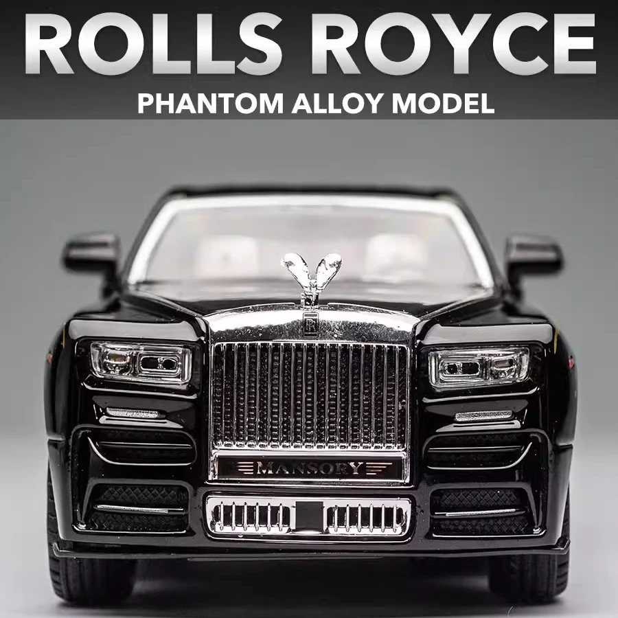 diecast 1:18 rolls-royce phantom car mould sound and light pullback door open metal collection decoration alloy car model