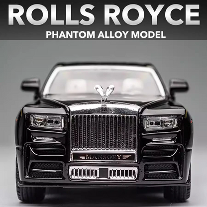 Diecast 1:18 Rolls-Royce Phantom Car Mould Sound and Light Pullback Door Open Metal Collection Decoration Alloy Car Model