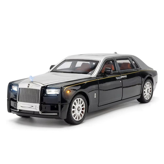 Diecast 1:18 Rolls-Royce Phantom Car Mould Sound and Light Pullback Door Open Metal Collection Decoration Alloy Car Model