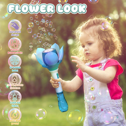 Kids Outdoor Toy Battery Electric Bubble Machine with Automatic 10000+ Bubbles Per Minute Plastic Wand