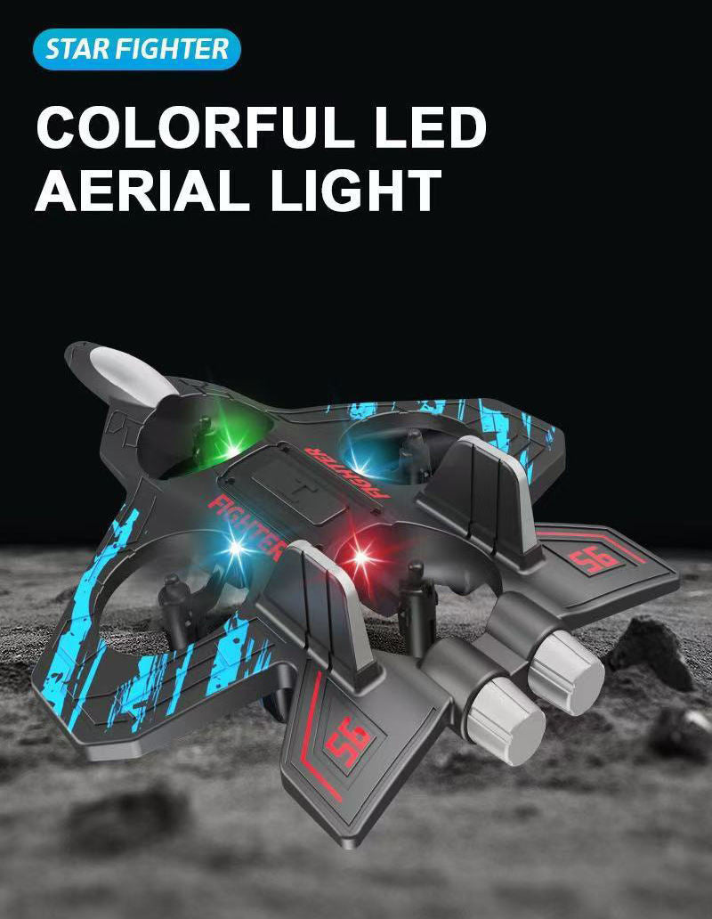 remote control fighter jet rc airplane for kids & adults with led lights | 360° flip, stunt roll flying plane toy for boys