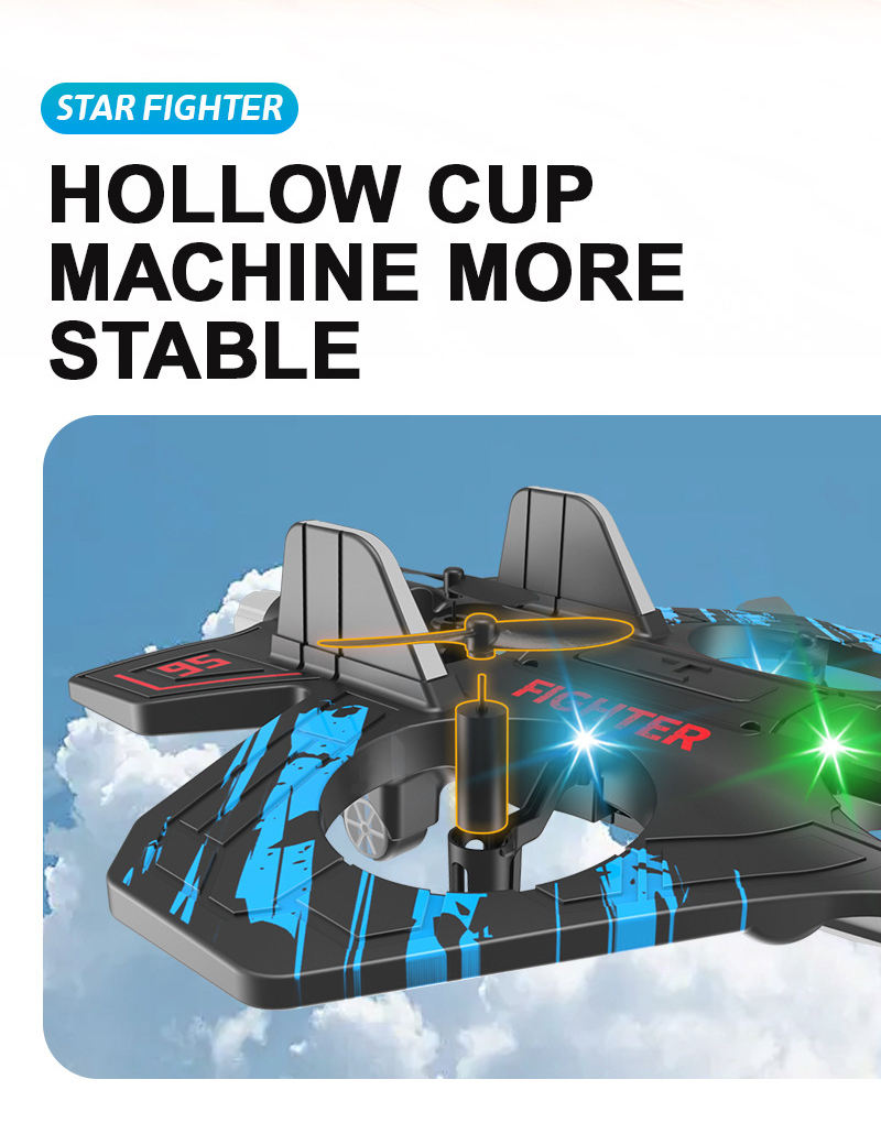 remote control fighter jet rc airplane for kids & adults with led lights | 360° flip, stunt roll flying plane toy for boys