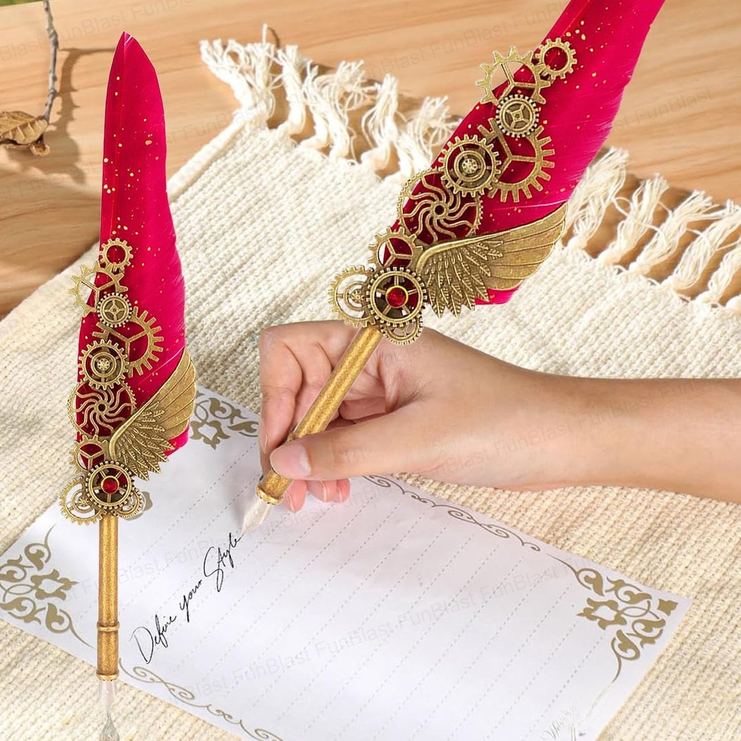 quill pen and ink set - 10 pcs antique calligraphy feather pen set, writing feather pen ink set, vintage calligraphy set for signature & art